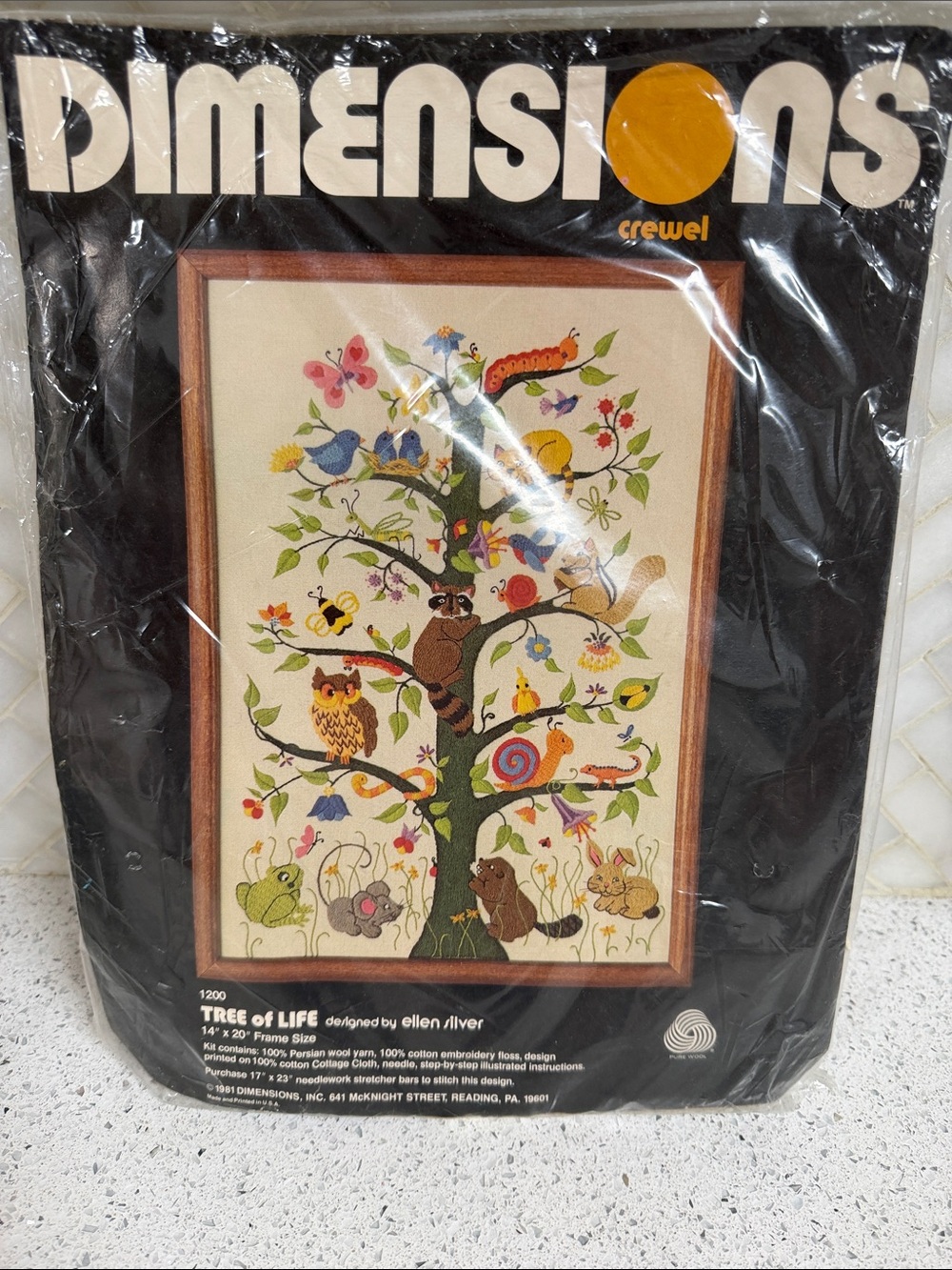 1981 Dimensions Tree of Life Crewel Kit Vintage by Ellen Silver